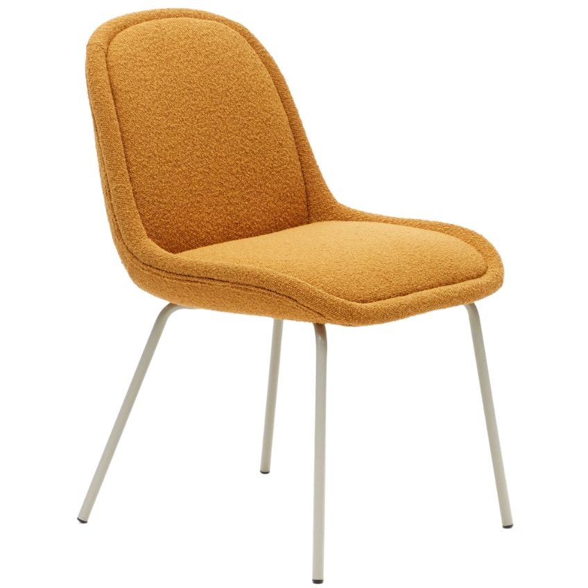 Hořčicově žlutá čalouněná jídelní židle
