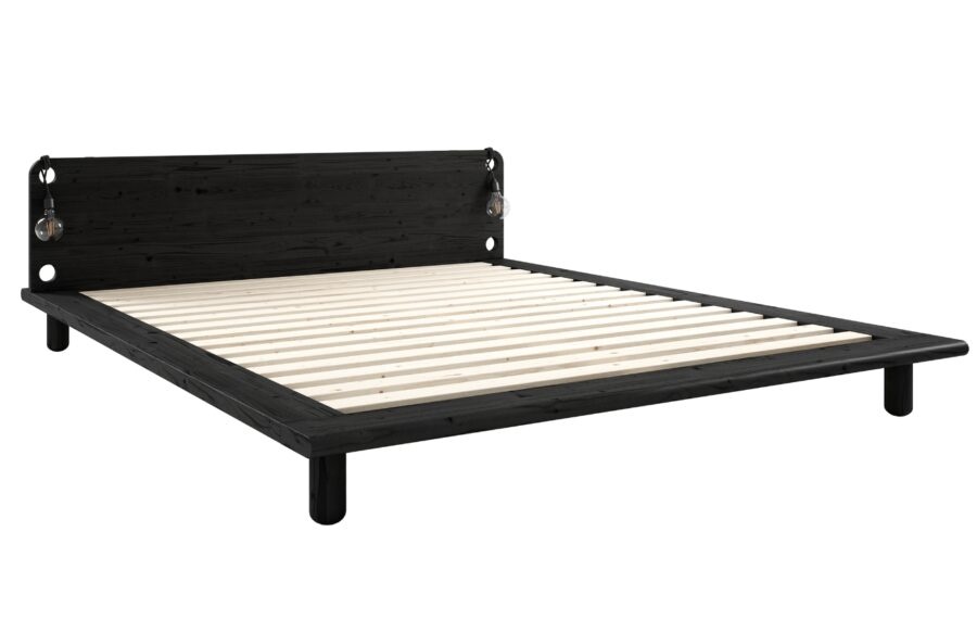 Černá dřevěná dvoulůžková postel Karup Design Peek