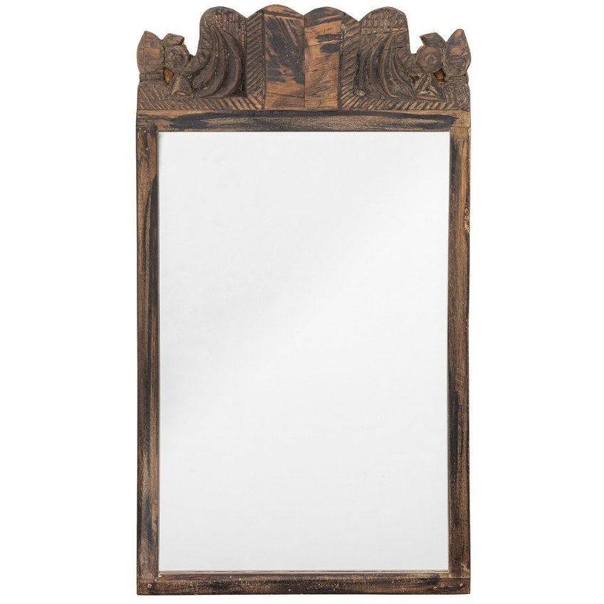 Hnědé dřevěné závěsné zrcadlo Bloomingville Ayia