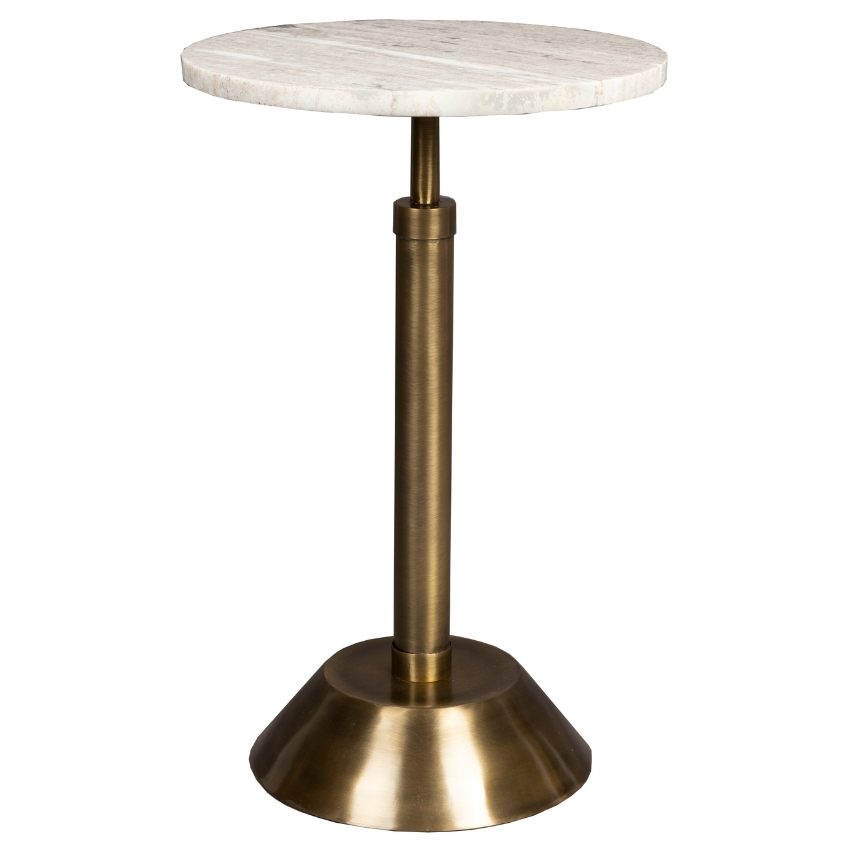 Béžovo-zlatý mramorový odkládací stolek DUTCHBONE