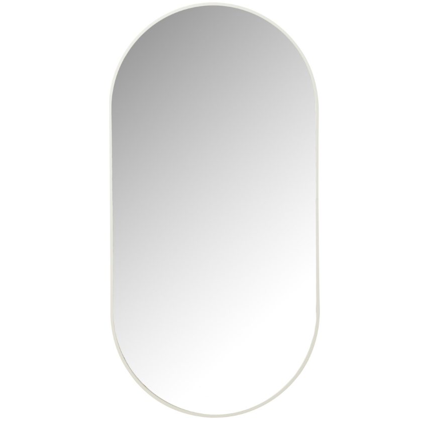 Bílé kovové oválné zrcadlo J-line Canny