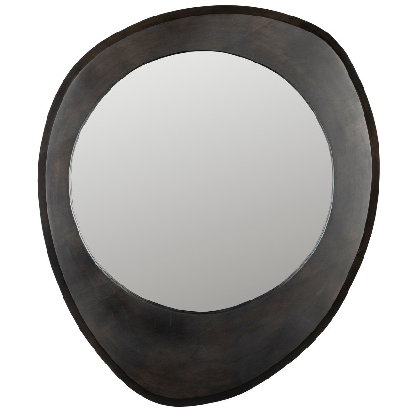 Černé dřevěné závěsné zrcadlo DUTCHBONE