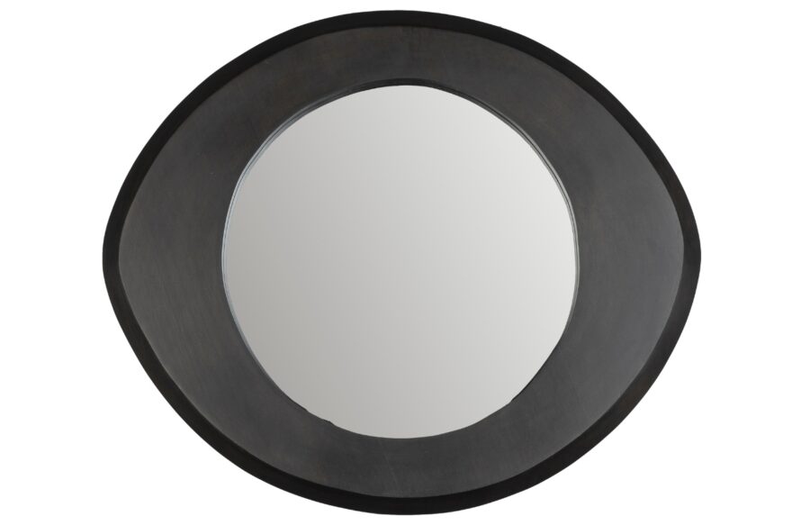 Černé dřevěné závěsné zrcadlo DUTCHBONE