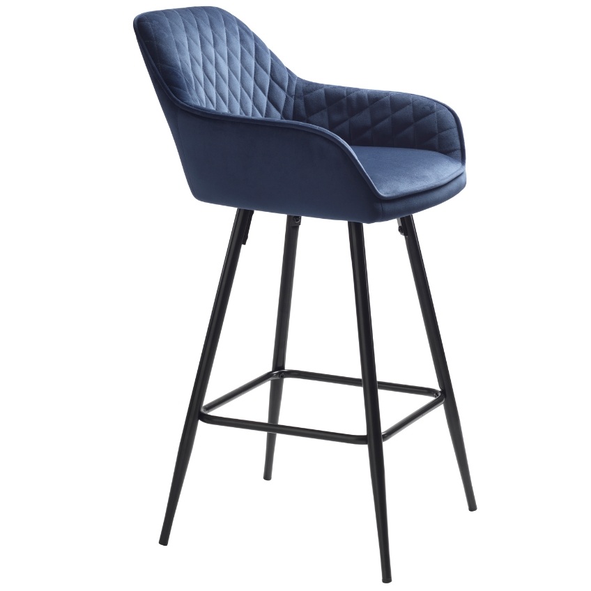 Modrá sametová barová židle Unique Furniture