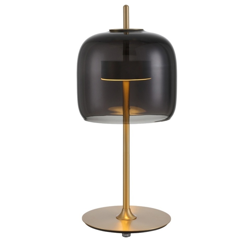 Černo-zlatá skleněná stolní LED lampa