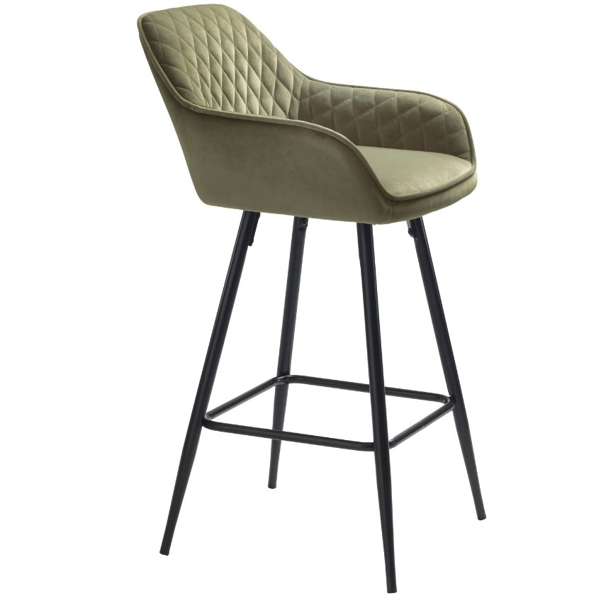 Zelená sametová barová židle Unique Furniture