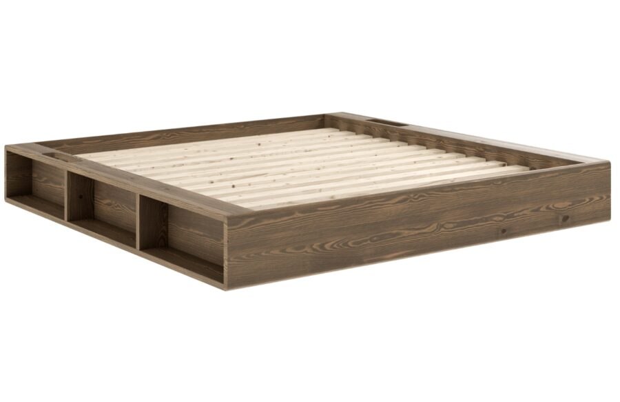 Hnědá dřevěná dvoulůžková postel Karup Design Ziggy